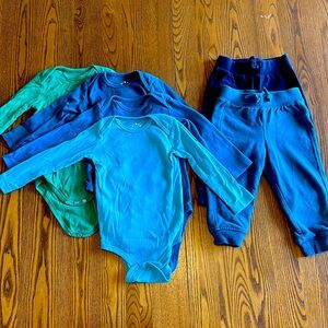 4 / four long sleeve Primary brand tops and two sweatpants / blue green teal 💙